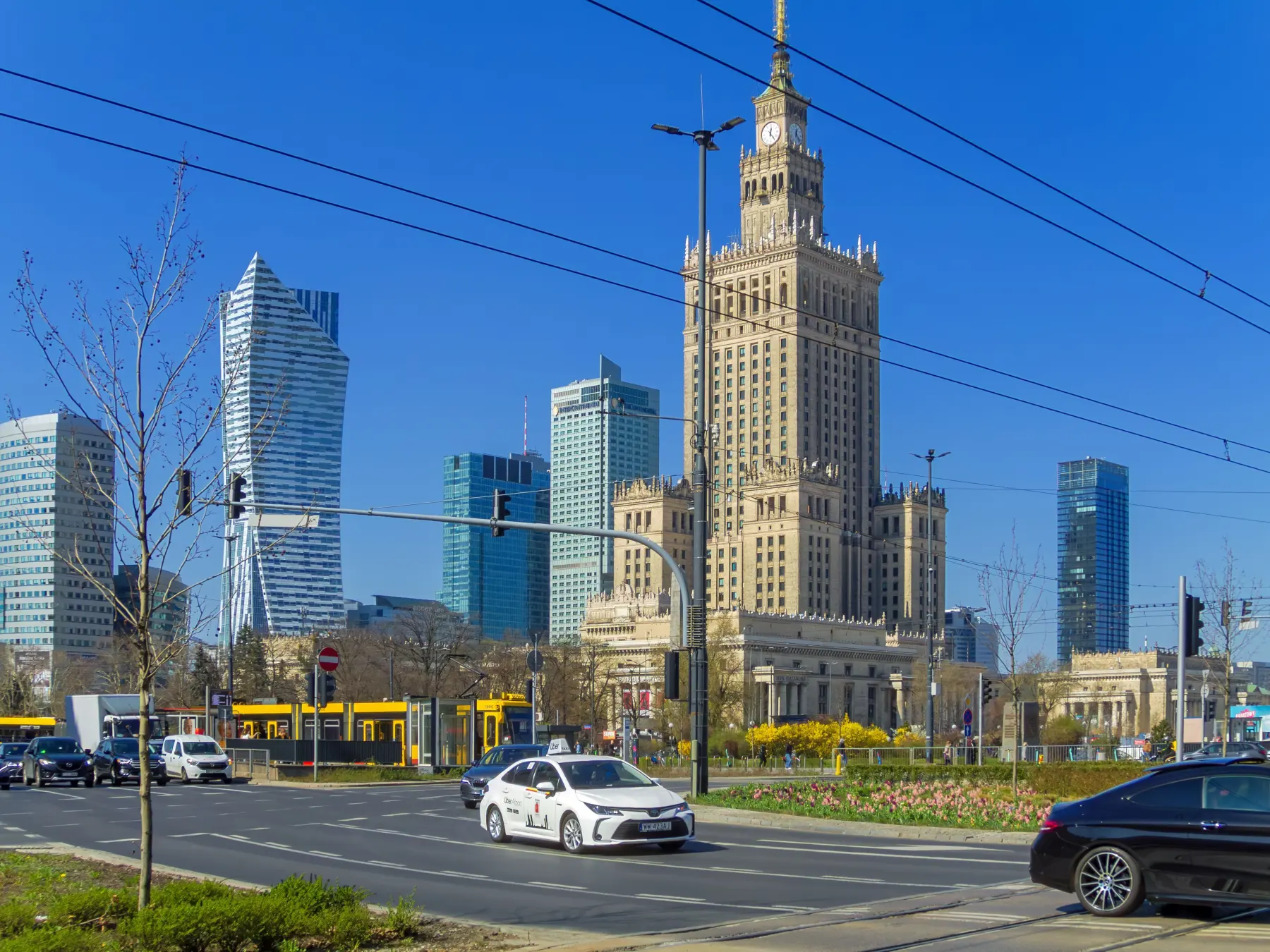 Panorama śródmieścia Warszawy z Pałacem Kultury i Nauki